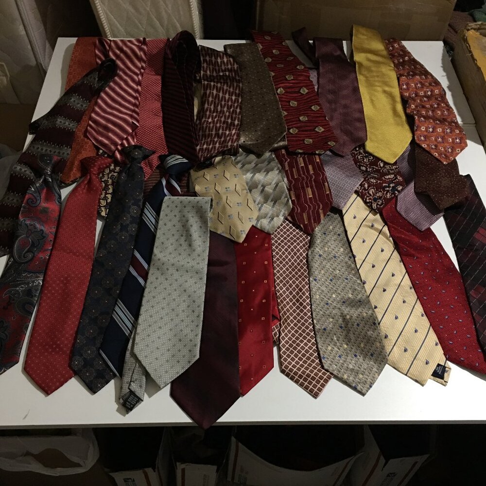 LOT 31 Pcs Mens Neckties Mix Cutter Craft Wear Neck Tie Red Tone Dot Striped